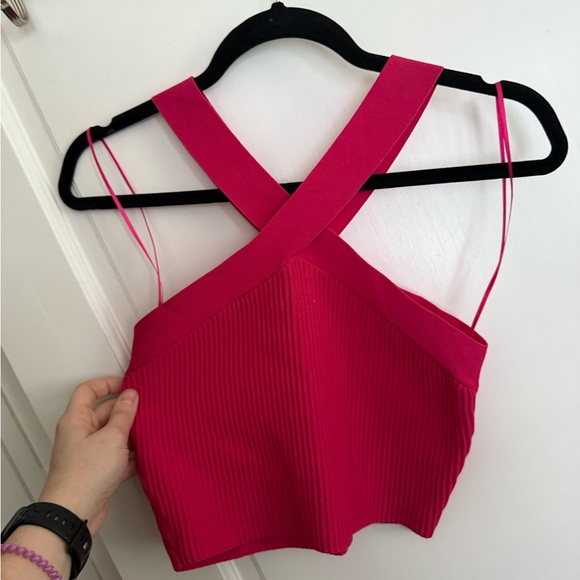 Dreamers by Debut Ribbed Cross-Strap Crop Top - Picture 3 of 7